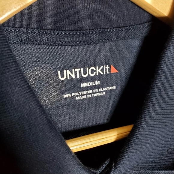 UNTUCKit Caesar Long Sleeve Polo shirt in Dark Blue Size Medium - Picture 3 of 8